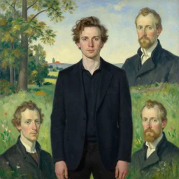a portrait of a male character in a scenic environment by Ross Tran and by Jesper Ejsing and by Mikalojus Konstantinas Ciurlionis