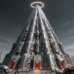 3 d sculpt of massive interlocking layered complex cyberpunk'scifi digital movie camera pyramid'' maschinen krieger'' power station pyramid'complex industrial military building facade, halo, star wars, ilm, star citizen halo, mass effect, high tech industrial, artstation unreal