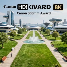 photo of a futuristic landscape with futuristic buildings, a grassy parks, sidewalks with benches on the sides, fountain in the middle, highly detailed, high quality, HD, 4k, 8k, Canon 300mm, professional photographer, 40mp, lifelike, top-rated, award winning, realistic, sharp, no blur, edited, corrected, trending