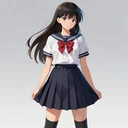 school girl, school uniform, seifuku, pleated miniskirt, overknee socks, battle angel alita. by rembrandt 1 6 6 7, illustration, by roger hargreaves, by jim henson, by william - adolphe bouguerea, octane render