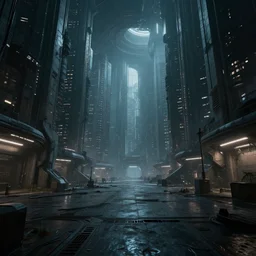 a futuristic city underground, cyberpunk, empty, artstation, epic composition