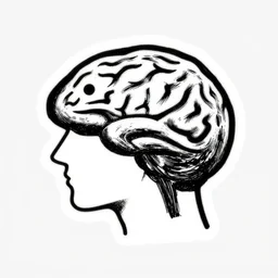 concept art of png logo of a wandering mind, vector logo, sticker, black and white logo, ink drawing, minimalism, mspaint, by greg rutkowski, syd mead