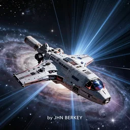 a space starship on a new galaxy, by john berkey, dynamic lighting, terror, ray tracing, 8 k, trending on artstation w - 7 6 8