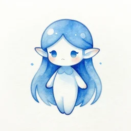 tattoo design of a cute blue will of the wisp character. watercolor