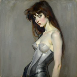 wonderful image of modern woman inspired by tank girl, painted by fragonard
