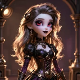 Lofi Vampire Goth Steampunk portrait Pixar style by Tristan Eaton Stanley Artgerm and Tom Bagshaw.