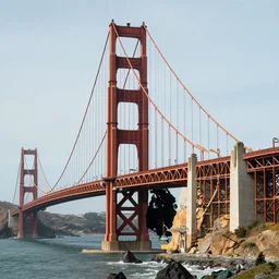 a crumbling golden gate bridge, still
