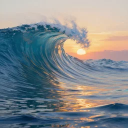 fantastically psychedelic ocean wave, water, ripples, backlit, sunset, refracted lighting, outdoors, elegant, highly detailed, lifelike, photorealistic, digital painting, artstation, illustration, smooth, sharp focus, art by collier, albert aublet, krenz cushart, artem demura alphonse mucha