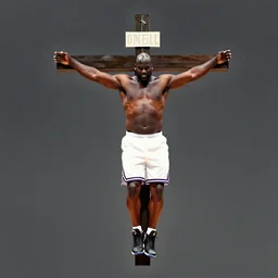 shaquille o'neil crucified, digital art