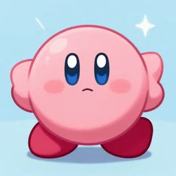 fluffy little cute fat kirby painting