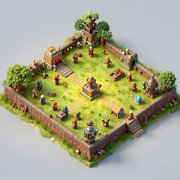 isometric game level by style of clash of clans, beautiful lighting, concept art