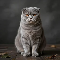 fat grey-colored Scottish Fold sitting, by leonid afremov