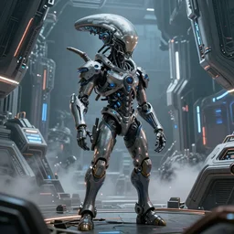 cosplay on a futurist alien spaceship, high detail of the face, high details, high modernization, cinematic, dynamic lighting, ultra mega super hyper realistic, ultra mega super hyper beautiful, full body