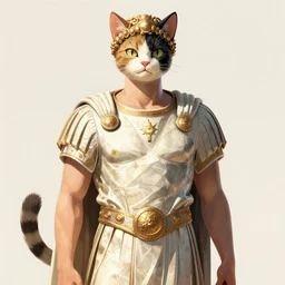 illustration of the roman emperor augustus neko man half cat, character design, art station, epic, elegant, masterpiece of laurie rowan