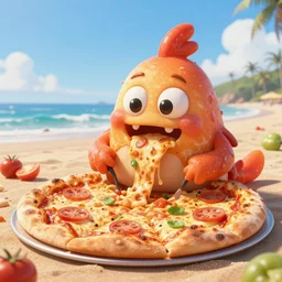 beautiful digital fantasy illustration of a blobfish made of pizza on the beach, but it is a horrible mutated frightening gross pizza hybrid creature, realistic, detailed, cinematic, hyperrealism, hyper realistic render, ultra detailed, octane, 3 d, light shining through, by petros afshar and chiho aoshima, smooth, sharp focus, illustration