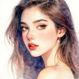 A vibrant watercolour close up of a female, trending on Artstation:3
