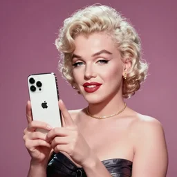 marilyn monroe holding an iphone