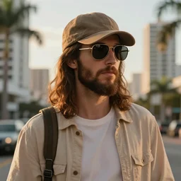 jesus christ with a cap and sunglasses illustration in miami, dslr, 8 k, octane beautifully detailed render, warm lighting, cinematic lighting, detailed photo, masterpiece, volumetric lighting, ultra realistic, highly detailed, high quality, lossless, photorealistic