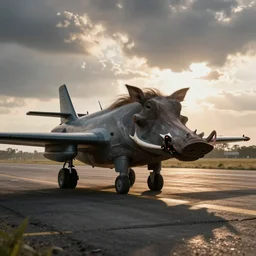 A10 warthog bomber on the runway