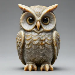 symmetrical detailed sculpture of an owl, made of Mineral Oil Gasoline