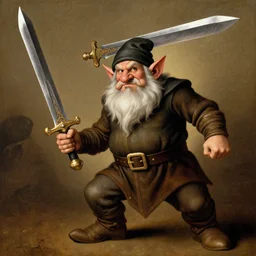 dwarf berserk wielding a giant sword, 4k, artstation, Leonardo Da Vinci style