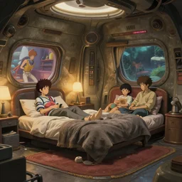 a hyperrealist photography of a futuristic cozy bedroom by victor enrich and ralph mcquarrie and studio ghibli, by jungyeonmin and james jean jhonseru jsezz artstation and greg rutkowski, octane render, artstation, masterpiece