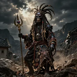 a horror shaman with dreadlocks in sacrament of death