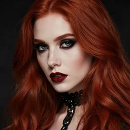 beautiful redhead woman, gothic, closeup