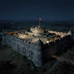 the military fortress of outer heaven circa 1 9 9 5 at night.