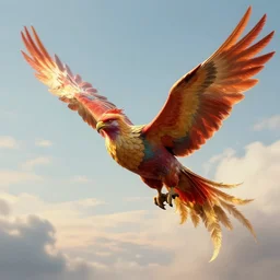 phoenix flying in the sky, super detailed detail, hyperrealism, c 4 d, ultra - realistic by greg rutkowski, trending on artstation
