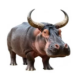 hippopotamus with bull horns, official splash art
