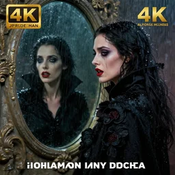 hyperrealistic portrait of a woman as amber heard as a vampire witch tears makeup dramatic in rain in a black flower coat reflection in a stone mirror canvas. by jeremy mann and alphonse mucha, fantasy art, photo realistic, dynamic lighting, artstation, poster, volumetric lighting, very detailed faces, 4 k, award winning