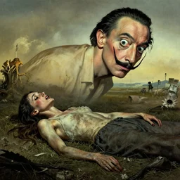 the dead are gone and the living are hungry style of dali, style of bernie wrightson, masterpiece, stunning, highly detailed, unreal engine, style of junji ito, 8 k
