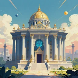 temple of the divine machine intelligence by Alex Heywood, beautiful detailed visionary art with modern colors