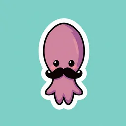 App logo with a cute small squid with a moustache