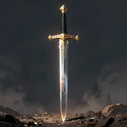 The Sword Excalibur in the ground, concept art in the style of Diego Gisbert Llorens, dramatic lighting, highly stylized, trending on artstation, high-quality wallpaper, desktopography