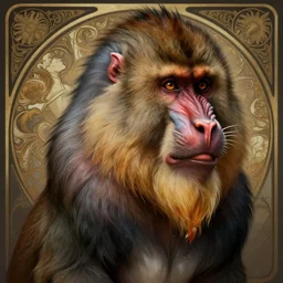 a mandrill, deep focus, d & d, fantasy, intricate, elegant, highly detailed, digital painting, artstation, concept art, matte, sharp focus, illustration, hearthstone, art by artgerm and greg rutkowski and alphonse mucha