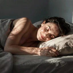 jenna coleman smiles as she falls asleep