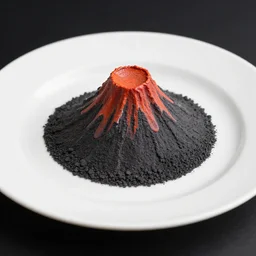 miniature volcano on dinner plate