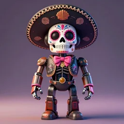 a mexican gay robot in the day of the dead style, smiling, digital illustration, amazing detail, ray tracing, symmetric, 3 d render, inspired by deema egorov and sebastian jm, concept art, vibrant