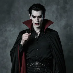 a realistic vampire posing for a portrait, cinematic, gothic