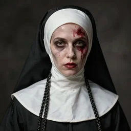 hyper realistic photo portrait zombie nun cinematic, greg rutkowski, james gurney, mignola, craig mullins, brom