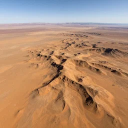aerial drone view of mars landscapes,clear sky,structural geology,geomorphology,digital concept art,unreal engine,photorealistic,8k