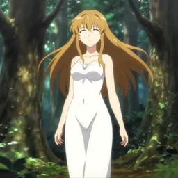 isekai beautiful anime girl hestia standing in forest. flat face. aesthetic, golden ratio. beautiful lineart, ranking on contest, artstation, soft lighting, artistic pose, character concept, cinematic, motion blur, chromatic abberation. by trent kaniuga, kienan lafferty