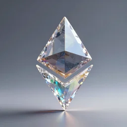 rainbow ethereum logo as crystal, 8k, realistic
