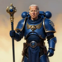 full character painting of joe biden holding a ceremonial staff, vermintide, zdzislaw beksinski, lewis jones, dariusz zawadzki, wayne barlow, warhammer fantasy, cold hue's, warm tone gradient background, concept art, 4 k, ultra - high - definition