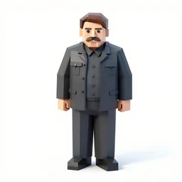 low polygon figurne of joseph stalin. white background. isometrical view, 3 d render
