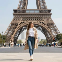 Girl walking in Paris France. Photorealistic (HD)