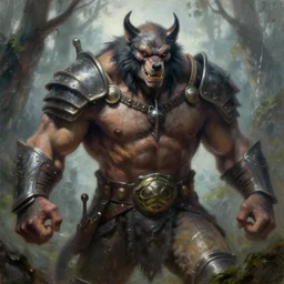 frazetta werewolf concept art macro medium close up shot, rugged anthropomorphic muscular!!!!! oversized!!!!! hulked!!!! werewolf as oversized armored barbarian armored hunter turtle wearing war soldier uniform armor in deep forest, mist, overcast, oil painting by frazetta and greg rutkowski dungeons and dragons