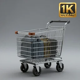 tactical shopping troley, 3 d render, octane, ray tracing, ultra high detail, photorealistic, 8 k